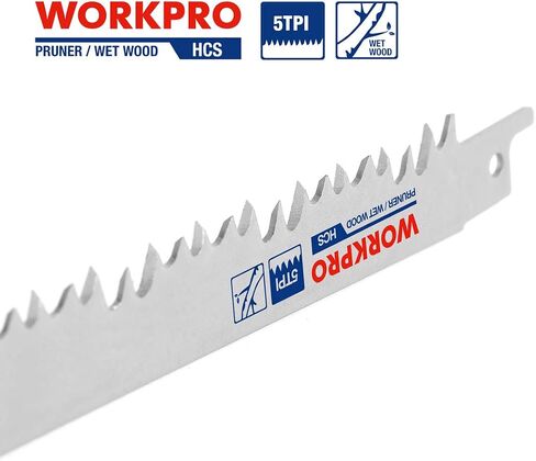 مجموعة شفرات المنشار الترددية لتقليم الخشب من WORKPRO، شفرات منشار تقليم 6/9 بوصة مع فولاذ كربوني عالي 5TPI مصمم للتقليم السريع والنظيف وقطع الخشب، تتضمن حقيبة منظمة، 10 قطع in Kuwait