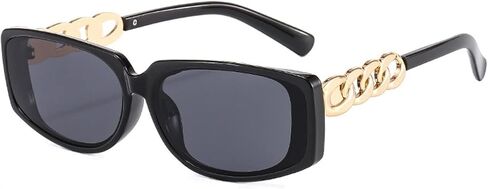 Small Frame Chain Temple Sunglasses for Men and Women, Outdoor Street Shooting Holiday Glasses (Color : A, Size : Medium) in Kuwait