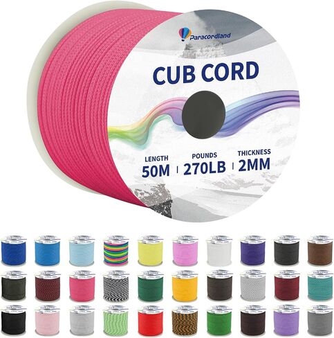 Paracordland-270LB Paracord Rope-50m-Micro 2mm-Utility Cord Thin Braided Best for Military & Camping Survivl Bracelet DIY Projects Fishing Lanyards-Rose-Pink in Saudi Arabia