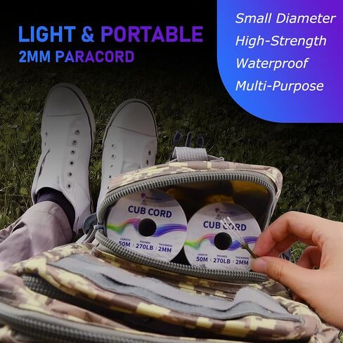 Paracordland-270LB Paracord Rope-50m-Micro 2mm-Utility Cord Thin Braided Best for Military & Camping Survivl Bracelet DIY Projects Fishing Lanyards-Rose-Pink in Saudi Arabia