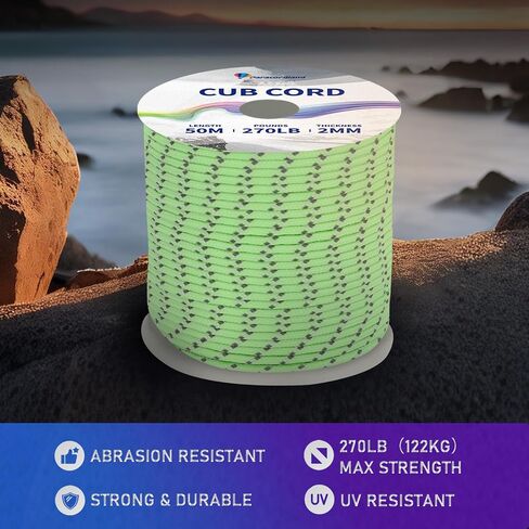 Paracordland-270LB Parachute Cord -164FT-2mm Micro Paracord-Utility Cord Thin Braided Best for Military & Camping Survival Bracelet DIY Projects Fishing Lanyards-Neon-Green in Kuwait