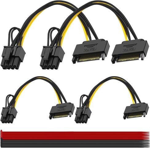 5pcs 6 Pin Female to 8 Pin (6+2) Cable Cable GPU Card PCIe Express Power Adapter 6 pin to 8 PIN PCIe Adapter Cable مع ربطة عنق الكابل ، لمصدر طاقة الكمبيوتر (8.66inch/22cm) in Kuwait