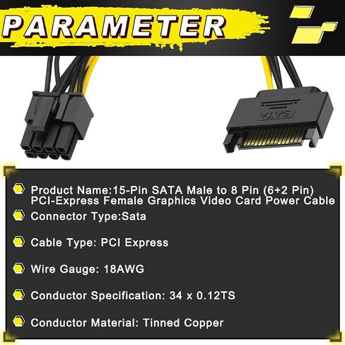 5pcs 6 Pin Female to 8 Pin (6+2) Cable Cable GPU Card PCIe Express Power Adapter 6 pin to 8 PIN PCIe Adapter Cable مع ربطة عنق الكابل ، لمصدر طاقة الكمبيوتر (8.66inch/22cm) in Kuwait