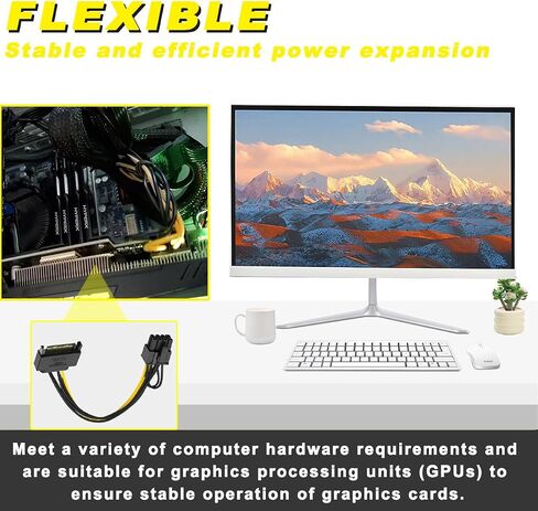 5pcs 6 Pin Female to 8 Pin (6+2) Cable Cable GPU Card PCIe Express Power Adapter 6 pin to 8 PIN PCIe Adapter Cable مع ربطة عنق الكابل ، لمصدر طاقة الكمبيوتر (8.66inch/22cm) in Kuwait