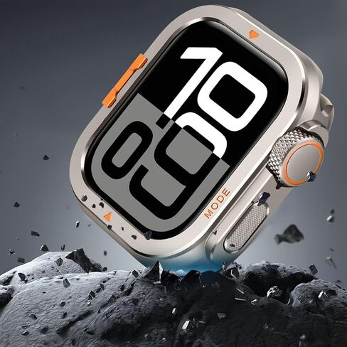 2 in-1 Metal Cover Compatible with Apple Watch Ultra 2/1 Case 49mm, Rugged Bumper with Back Protector for iWatch Ultra 49mm, Black in Saudi Arabia