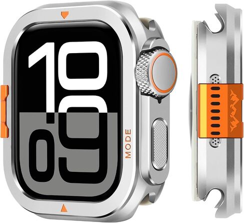 2 in-1 Metal Cover Compatible with Apple Watch Ultra 2/1 Case 49mm, Rugged Bumper with Back Protector for iWatch Ultra 49mm, Black in Saudi Arabia