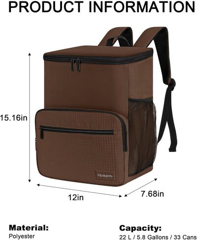 حقيبة ظهر معزولة لبرودة ميراسون برودة حقيبة برودة على الشاطئ ، حقيبة برودة بيرة ، حقيبة ظهر غداء مبردة للرجال للنساء نزهة المشي لمسافات طويلة سفر مع 4 جيوب in Kuwait