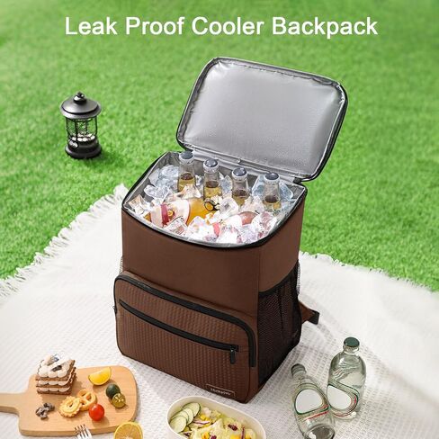 حقيبة ظهر معزولة لبرودة ميراسون برودة حقيبة برودة على الشاطئ ، حقيبة برودة بيرة ، حقيبة ظهر غداء مبردة للرجال للنساء نزهة المشي لمسافات طويلة سفر مع 4 جيوب in Kuwait