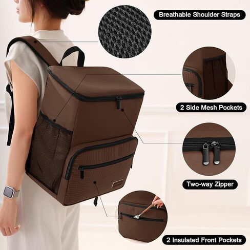 حقيبة ظهر معزولة لبرودة ميراسون برودة حقيبة برودة على الشاطئ ، حقيبة برودة بيرة ، حقيبة ظهر غداء مبردة للرجال للنساء نزهة المشي لمسافات طويلة سفر مع 4 جيوب in Kuwait