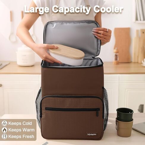 حقيبة ظهر معزولة لبرودة ميراسون برودة حقيبة برودة على الشاطئ ، حقيبة برودة بيرة ، حقيبة ظهر غداء مبردة للرجال للنساء نزهة المشي لمسافات طويلة سفر مع 4 جيوب in Kuwait