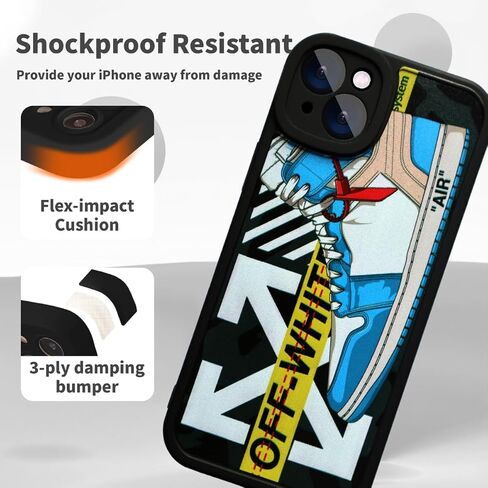 Cool Luxury Phone Case for iPhone 16E Case للأولاد ، تصميم Men Classic Sneaker 3D ، حالات مصممة صدمة شارع جمالية متوافقة مع iPhone 16e in Saudi Arabia