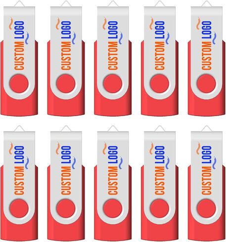 [100pcs] Custom Logo USB Flash Drive 2GB 100 Pack JBOS Bulk Personalized USB Drives with Your Logo Customized Promotional Thumb Drives with Brand Name/Site Address/Contact info - Red in Saudi Arabia