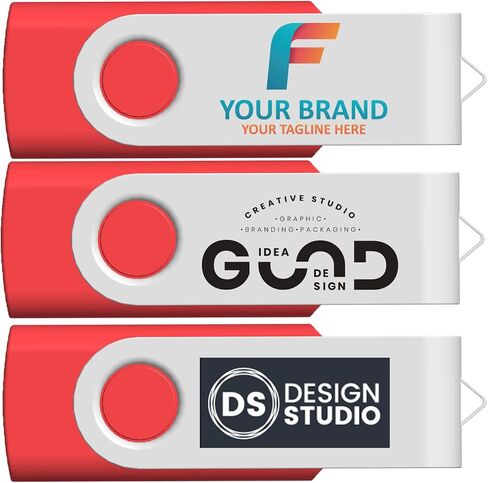 [100pcs] Custom Logo USB Flash Drive 2GB 100 Pack JBOS Bulk Personalized USB Drives with Your Logo Customized Promotional Thumb Drives with Brand Name/Site Address/Contact info - Red in Saudi Arabia