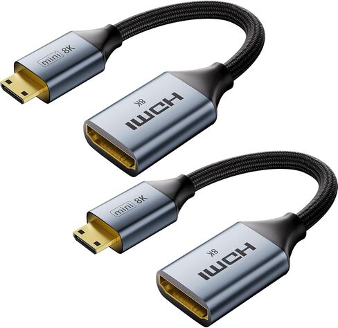 VCELINK 8K 4K Mini HDMI to HDMI Cable Adapter, 8K@60Hz/4K@120Hz, Gold-Plated 7 inch High-Speed Mini HDMI Male to HDMI Female 48Gbps Cord for Camera, Raspberry Pi, Tablet, Monitor, Projector in Saudi Arabia
