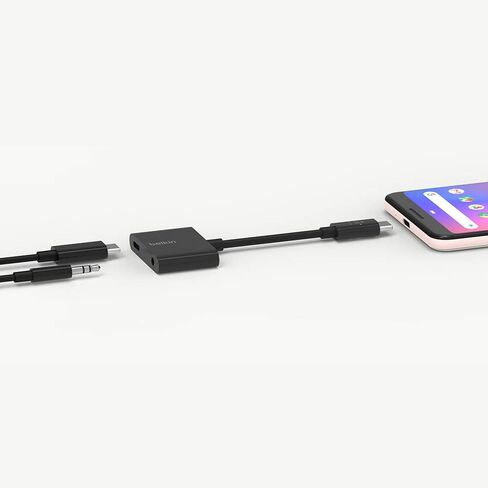 Belkin RockStar 3.5mm Audio + USB-C Charge Adapter (USB-C Audio Adapter for Note10, Pixel 3, Pixel 3XL, Ipad Pro and More) in Saudi Arabia