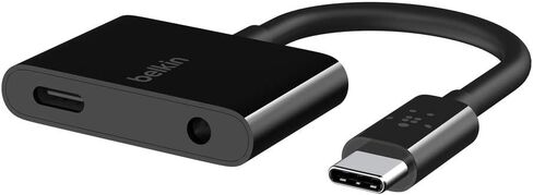 Belkin RockStar 3.5mm Audio + USB-C Charge Adapter (USB-C Audio Adapter for Note10, Pixel 3, Pixel 3XL, Ipad Pro and More) in Saudi Arabia
