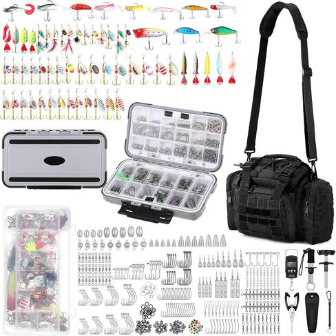 Sosation 464 PCS Fishing Tackle Box مع معالجة شملت أدوات Remover أدوات Hook Remover مجموعة حقائب ظهر لصيد الأسماك مع هدايا مجموعة العتاد للبالغين الرجال (أسود) in Saudi Arabia