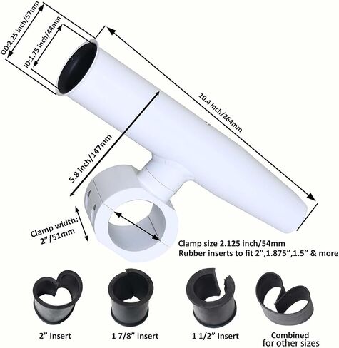 Rod Holder Aluminum Single clamp on fit 1.5",1.875",2" inch Horizontal or Vertical Fishing Boat Tower/Leaning Post/Rail in Kuwait