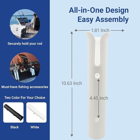 Fishing Rod Holders Wall Mounted 2 Pole Tubes Adjustable Fishing Rod Holder Bracke for Boat Kayak Garage Cooler Trailer Portable with Hardware(Black-2 Pole) in Kuwait