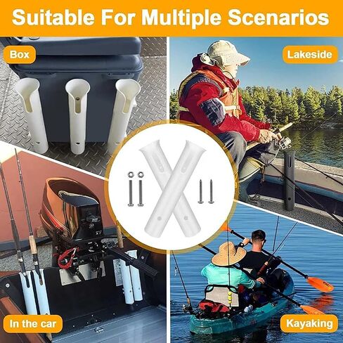 Fishing Rod Holders Wall Mounted 2 Pole Tubes Adjustable Fishing Rod Holder Bracke for Boat Kayak Garage Cooler Trailer Portable with Hardware(Black-2 Pole) in Kuwait