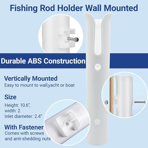 Fishing Rod Holders Wall Mounted 2 Pole Tubes Adjustable Fishing Rod Holder Bracke for Boat Kayak Garage Cooler Trailer Portable with Hardware(Black-2 Pole) in Kuwait