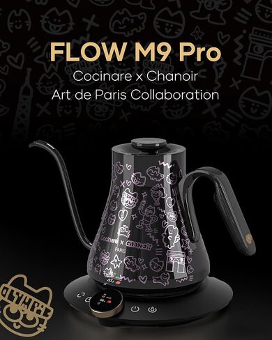 Cocinare x Chanoir FLOW M9 Pro Electric Kettle, Art de Paris Collaboration, ±0.5℉ Precise Temp Control for Coffee & Tea, Stainless Steel Interior, Fast Heating for Boiling Water (Chanoir White) in Saudi Arabia