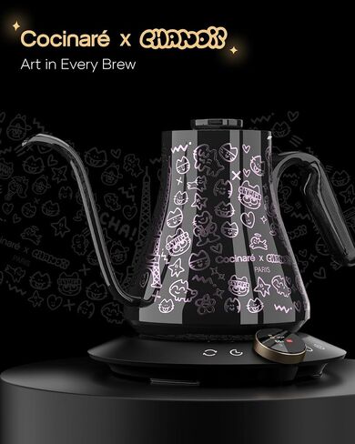 Cocinare x Chanoir FLOW M9 Pro Electric Kettle, Art de Paris Collaboration, ±0.5℉ Precise Temp Control for Coffee & Tea, Stainless Steel Interior, Fast Heating for Boiling Water (Chanoir White) in Saudi Arabia