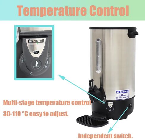 15.4L Hot Coffee Kettle Coffee Boil Dispenser Coffee Bucket Barrel Stainless Steel Water Boiler Coffee Tea Beverage Heat Warmer in Saudi Arabia