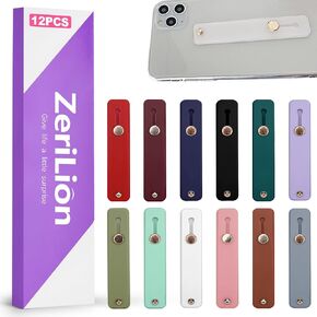 12 Pack Phone Finger Straps - Silicone Grip Loop Holders for Universal Cell Phone Case, Strong Adhesive Loop Strap, Assorted Colors Finger Grip for Back