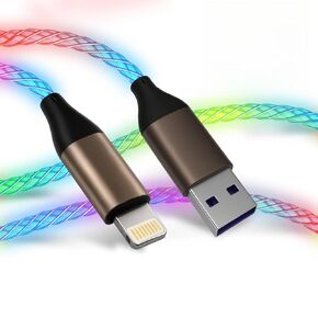 Light Up iPhone Charger Cord,Lightning Charger Cable RGB Colorful Gradual LED Lightning Cable Apple MFi Certified Fast Charging for iPhone 14 13 12 11 Pro Max XR X SE 8 Plus More (3 ft)