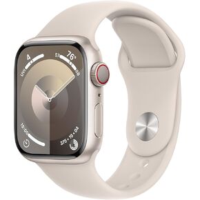 Apple Watch Series 9 [GPS + Cellular, 41mm] - Starlight Aluminum Case with Starlight Sport Band, M/L (Renewed)