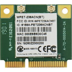 WPET-236ACN(BT) 802.11ac/a/b/g/n Wi-Fi+Bluetooth Half Mini PCIe Module, Realtek RTL8822BU-CG, 2T2R