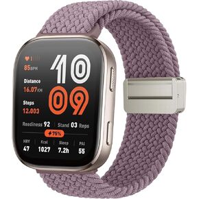 AK Magnetic Braided Strap for Amazfit Bip 6 / Bip 5 Watch Band, Amazfit GTR 4 Bands, 22mm Soft Nylon Sport WristBand Compatible with Amazfit Bip 6 / Bip 5 / GTR 4 Women Men