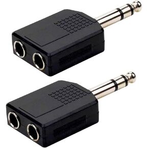 1/4 Audio Splitter TRS Stereo Plug Interconnect Audio One Male 6.35mm(1/4 inch) and Two Females 6.35mm(1/4Inch) Adapter Splitter-2pcs