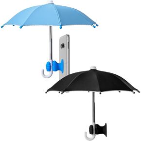 2Pcs Phone Umbrella Stand for Sun, Universal Adjustable Mini Umbrella with Fist Style Suction Cup, Outdoor Anti-Glare Sun Shade Cover for Cell Phone (Yellow&Pink)