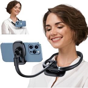 Neck Phone Holder Stand for Bed: Neckband Gooseneck Flexible Cellphone Mount for iPhone | Samsung & Other 4-7inch Smartphones