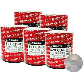 500 Pack Ridata CD-R 52X 700MB 80Min Branded Logo Blank Media Recordable Disc