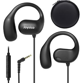 Joyico Wired Open Ear Headphones with Microphone, Volume Control, Wrap Around Ear Hook & Case, Over Ear Earbuds for Sport Running, On Ear Out of Ear Earphones Comfortable for Sensitive & Small Ears