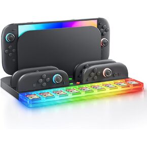 Switch 2 Controller Charging Dock Station Compatible with Nintendo Switch 2 2025 for 4 Joycons with 7 RGB Light Modes, Charging Dock Stand Station Base with 9 Game Card Slots