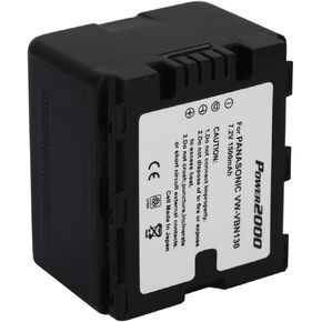 Camcorder Battery, Compatible with Panasonic HDC-HS900 Camcorder, (li-ion, 7.2V, 1500 mAh) Ultra Hi-Capacity, Compatible with Panasonic VW-VBN130 Battery