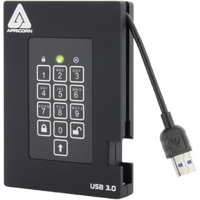 Apricorn Aegis Padlock A25-3PL256-1000F 1 TB Portable Rugged Hard Drive - FIPS 140-2 Level 2 Validated 256-Bit Encrypted USB 3.0 Hard Drive with PIN Access 3 Year Warranty