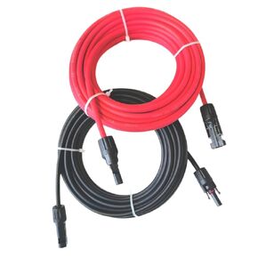 1pair Solar Panel Cable Wire Extension PV Cable DC Rated 4mm² 6mm² 12AWG 10AWG with Solar Connectors Plugs(263.22 INCH 6M_10 AWG-6MM2)