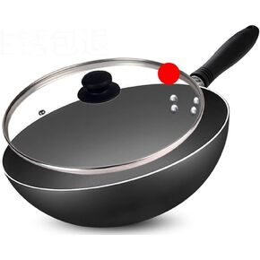 Iron Wok Traditional Handmade Iron Wok Non-Stick Pan Non-Coating Gas Cooker Cookware (Size : 309cm) (34 * 10cm)