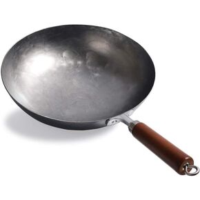 32/34CM Traditional Handmade Wok Old-Fashioned Iron Wok Without Coating Non-Stick Gas Cooker Wok Cookware Pot (Size : 34cm) (32cm)