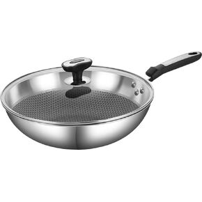 Cube Hybrid Stainless/Nonstick Cookware Wok with Helper Handle
