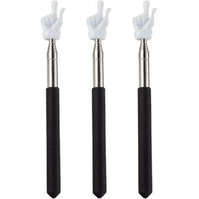 3 Pcs Telescopic Teachers Pointer for Classroom, Extendable Hand Pointer Finger Pointer Stick, Mini Retractable Pointing Stick for Elementary School Kindergarten Teacher, Black