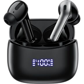 Wireless Earbuds Active Noise Cancelling Bluetooth Headphones, 60H Playtime Ear Buds with Deep Bass Stereo, IPX7 Waterproof Earphones in-Ear Earbud with Mic for TV Phone PC Android iOS Sport Running