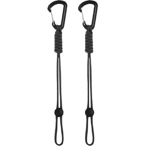 2-Pack Paracord Keychains with Clips, 10 Inch Braided Lanyard Strap D Ring Adjustable Buckle Backpack Accessories for Camping/Hiking/Fishing/Traveling/Outdoor [Black]