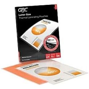 GBC EZUse Thermal Laminating Pouches, Letter Size, 5 Mil, 11 1/2" x 9", Clear, Pack of 100