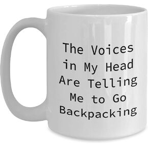 Backpacking Adventures Begin Funny White Coffee Mug Quotes Birthday Unique Gifts from Friends